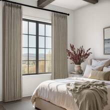 2 Panels Natural Pinch Pleated Semi-Shading Curtains Textured Linen Blended Window Curtains For Living Room Bedroom Pinch Pleat Drapes With Hooks - 深亞麻色 - 查看 7