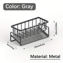 1pc Stainless Steel Sink Organizer Rack With Drip Tray, Rust-Proof Kitchen Storage Cabinet - Suitable For Sponge, Detergent And Cleaning Cloth, Durable Countertop Accessory, Sink Sponge Holder - Multicolor - View 12
