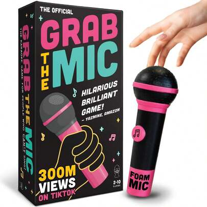 Familie karaoke bordspel met schuimrubberen microfoon, voor kinderen vanaf 8 jaar, 2-10 spelers - Spellen voor slechte zangers met 240 songteksten (120 kaarten) (eerste editie)