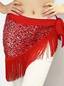 1pc Women's Sequin Fringe Belly Dance Hip Scarf - Shimmering Waist Wrap For Carnival, Jazz Dance, Festivals & Nightclubs Bohemian Retro Beach Party Costume Accessory,Beach Accessories For Women - Multicolor - View 10