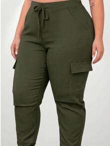 Women's Plus Size Cargo Jogger Pants - Army Green - View 3