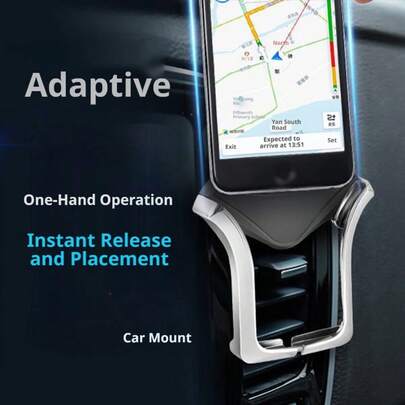 通用车载手机支架，适用于大多数车型，具有高稳定性和强磁吸力，并配有额外的垫片——兼容所有手机，汽车配件，时尚设计，抓握牢固，支架可调节，公路旅行必备，汽车配件，办公专业人士和智能手机用户。