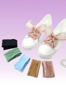 1 Pair/2pcs 120cm Long Chiffon Silk Wavy Lace Shoelaces, Suitable For Sports Shoes, Canvas Shoes And Gift Packaging - Multicolor - View 1