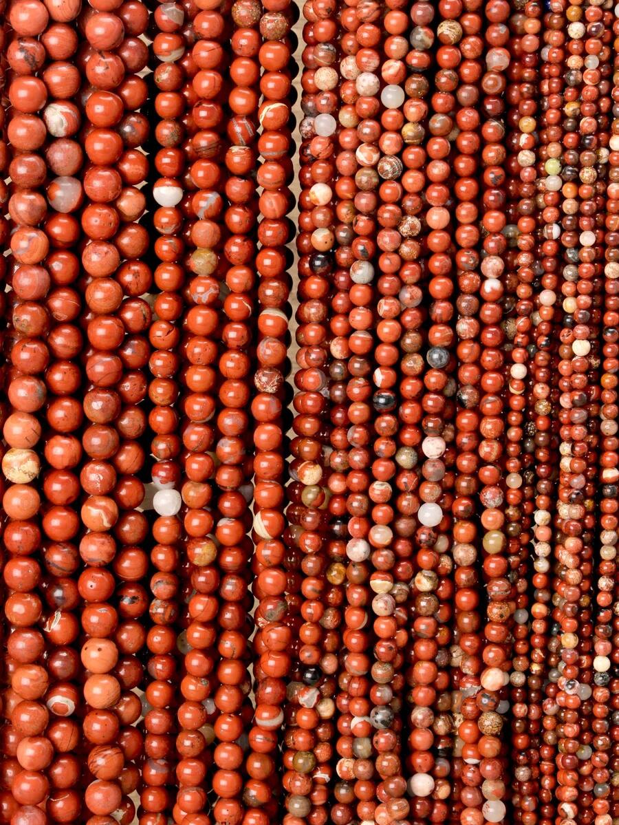 Yumfeel 1 Strand Natural Red Jasper Beads, Length 38cm/15inch, Size 4/6/8/10mm, Approx 36-95pcs Smooth Round Loose Beads, Suitable For DIY Bracelets And Necklaces Women's Jewelry. Jewelry Making Materials, Decorative Beads. Handmade Christmas/Valentine's Day Gifts.