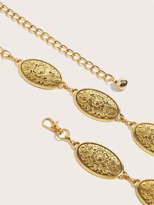 1pc Boho Gold Embossed Women's Waist Chain, Stylish Vintage Belt For Vacation, Wedding Guest And Club Outfit, Adjustable Retro Western Dress Chain, Suitable For Dresses, Pants, Crop Tops Holiday Accessories - Gold - View 5