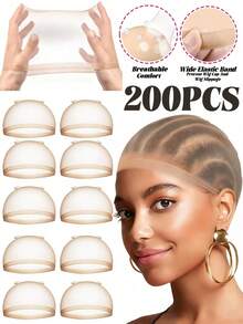 200 chiếc mũ trùm tóc giả HD giống da thật, siêu mỏng, thoáng khí, co giãn, vô hình dành cho tóc giả ren phía trước, mũ ngủ. - A - Xem 9