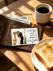 1/2pcs Personalized Wallet Card With Photo & Custom Text, Engraved Sentimental Memorial Card, Pocket Keepsake Gift For Him/Her, Anniversary, Valentine's Day, Birthday Gift For Husband, Wife, Boyfriend, Girlfriend - Multicolor 6 - View 7