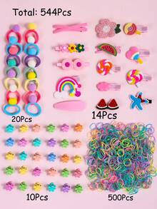 1178pcs Girls Hair Accessories Set, Includes Various Hair Ties, Bow Hair Clips, Small Flower Hair Claws, Suitable For Daily Wear, Great Gift For Friends - Multicolor - View 12
