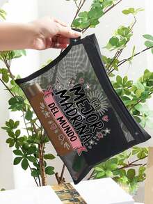 Tas Kosmetik Bermotif, Hadiah untuk Anak Perempuan, Tas Penyimpanan Bermotif Huruf Sederhana Retro Lucu, Kantong Kosmetik untuk Menyimpan Barang Kecil, Tas Penyimpanan, Tas Penyimpanan Makeup, Tas Perlengkapan Mandi, Tas Penyimpanan Lipat Ringan, Tas Belanja Sederhana, Tas Clutch Hadiah untuk Guru, Cocok untuk Penyimpanan Kosmetik Perjalanan Pribadi, Hadiah Hari Ibu, Pengatur Makeup, Dekorasi Ruangan - MultiWarna - View 5