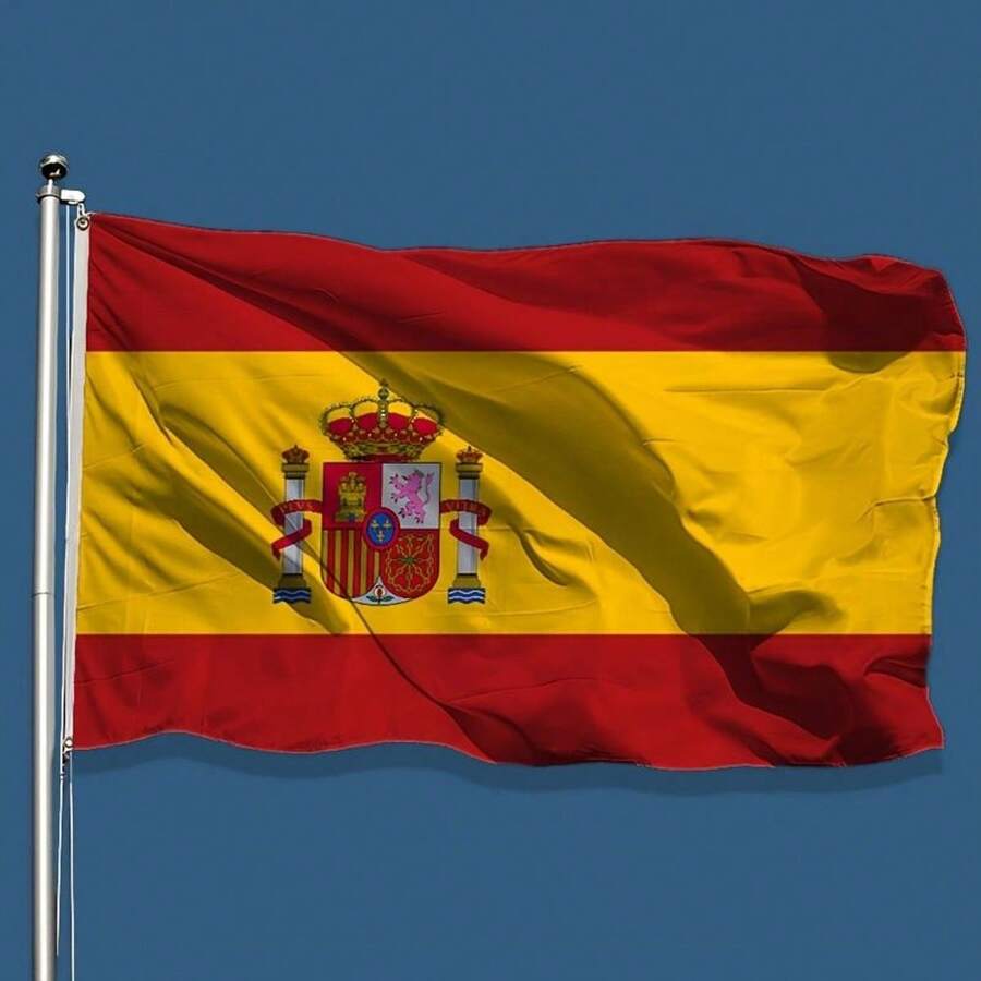 Spain Flag 2x3Ft/3x5 Ft High Quality Polyester National Banner | Vivid Color Spanish Flag, Classic Red-Yellow-Red & Coat Of Arms Design For Outdoor Garden, Indoor Wall Decor, Parade And Holiday Celebration - Decorative Flag - View 1