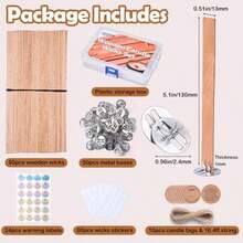 200pcs Thickened Wooden Candle Wicks Kit For Candle Making – Natural Smokeless Crackling Include 100pcs Wood Wicks With 100pcs Metal Bases, DIY Soy Wax Supplies - 50pcs - 查看 2