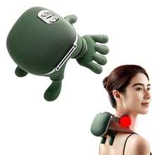 Almohada masajeadora de cuello de rana adorable con calor, almohada de masaje  4D de amasado profundo para hombros y espalda, regalo relajante portátil y recargable para mujeres y hombres - Verde militar - Ver 5