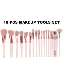 Bộ dụng cụ trang điểm 18/19/26/27/45 món, bao gồm 1 túi đựng mỹ phẩm chống thấm nước, 18 cọ trang điểm, bông mút trang điểm, bông phấn, băng đô và dung dịch vệ sinh cọ, bộ dụng cụ làm đẹp hoàn chỉnh dành cho phụ nữ. - Hồng - Xem 14
