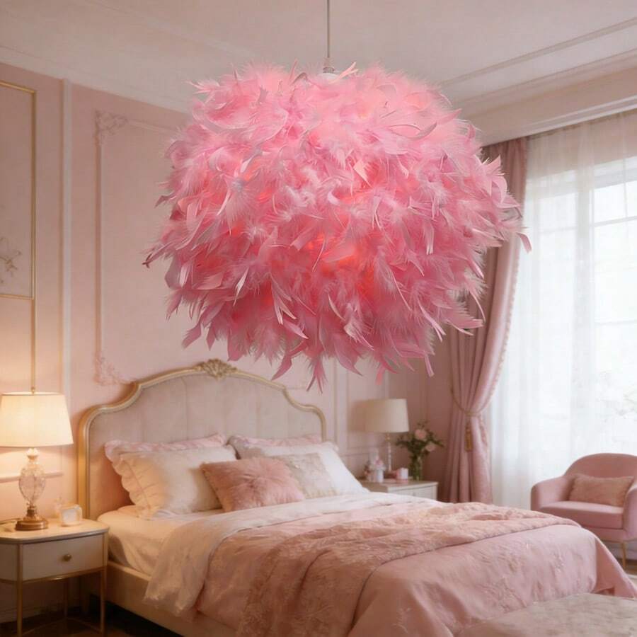 Chụp đèn hình cầu ngọn lửa nhân tạo ấm áp lãng mạn 40cm/30cm, có thể thu gọn, màu trắng, kèm chân đế (chỉ bao gồm chụp đèn) - Hồng - Xem 1