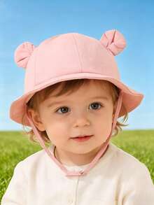 Lightweight Cute Ear Design Baby/Toddler Bucket Hat, Sweet Versatile Sun Protection Hat, Fashionable Bear Style For Summer - Multicolor - View 3