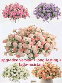 1支/3支人造康乃馨花束，仿真植物装饰，适用于房间、秋季装饰、餐桌摆件、花瓶、家居装饰、户外花园、婚礼花束、客厅DIY、糖果盒、花环、人造植物家居饰品、情人节礼物 - 橘色 - 查看 5