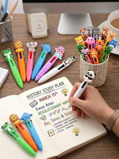 Bộ 12 bút mini nhiều màu 4 trong 1, bút dễ thương đóng gói số lượng lớn, quà tặng sinh nhật vui nhộn, bao gồm nhiều màu mực, bút đáng yêu cho các bữa tiệc sinh nhật, trang trí tiệc chủ đề động vật, phần thưởng trong lớp học và đồ dùng văn phòng (Thiết kế Capybara)
