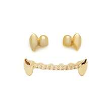 1 Set Unisex Hiphop Style Smooth Dual-Tip Upper Teeth & Horizontal Bar Lower Teeth Zirconia Decor, Suitable For Nightclub Party - Multicolor - View 3