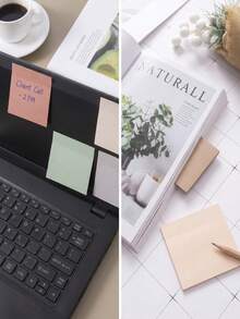600pcs 3"X3" Vintage Color Self-Adhesive Sticky Notes, Suitable For Office, Home, Study And Daily Life, High Quality Adhesive Design, Firm And Non-Detachable School Supplies - 3*3in Retro-colored Square Sticky Notes - View 5