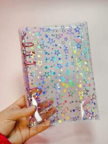 A6 Portable Shiny Star Transparent Binder, Transparent Binder Sticker Book, Sticker Book, Transparent Refill Paper, Stamp Book, Candy Sticker Storage Box, Sealed Photo Storage Bag, Photo Album, Budget Planner, Diary, Notebook, Office Supplies - A6 Stars - View 15