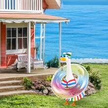 23 Inch Summer Goose Decor Blue Plaid Swim Ring Fashion Glasses Bikini Yard Goose Outfit Patio Decor - F - View 7