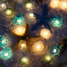 1pc Beach Style String Lights, Summer Beach Ocean Decor, Battery Powered, Shell Starfish Seahorse Theme Lights, Indoor Outdoor Decoration, Garden Lights, Wedding Decor, Room Decor - Multicolor - View 8