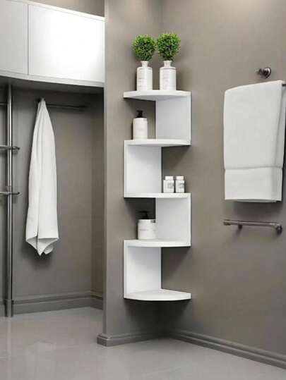 Estantería flotante de 7 niveles para esquina - Estantería de almacenamiento de pared ahorradora de espacio, material de plástico duradero, instalación fácil de pelar y pegar - Estilo moderno minimalista y bohemio, adecuado para sala de estar, dormitorio, baño, cocina - Organizador perfecto para libros, decoración, plantas - Ideal para apartamentos pequeños y oficinas en casa, estantería adhesiva multifuncional