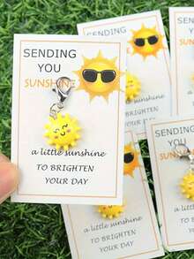 5/3sets/1set-Passionate Sunshine Keychain, Enthusiastic Sun Keychain, Mini Bag Charm Accessory, Comes With Inspirational Sun Greeting Card, Mini Bag Charm Accessory, Pocket Gift, Inspirational Sun Greeting Card, Perfect Inspirational Gift For Family, Friends, Colleagues And Employees, Energetic Gift - Multicolor - View 2