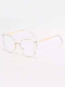 European & American Cat Eye Eyeglasses Frame, New Fashionable Flat Light Glasses For Women, Street Snap Style Glasses Accessories For Women Valentine's Day - 黑色 - 查看 2