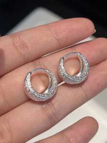 1 Đôi bông tai bạc tối giản, đa năng, thanh lịch, hình học, phù hợp cho phụ nữ đeo hàng ngày, dự lễ hội và tiệc tùng. - hình học - Xem 3