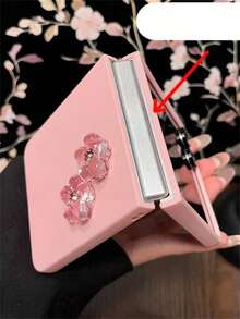 Shiny 3D Rhinestone Flower Pink Matte Folding Phone Case Compatible With Samsung Galaxy Z Flip 7 ZFlip6 ZFLIP5 Z Flip 4 Zflip3 5G Spring Cute Skin Feeling Solid Color Protect PC Hard Back Cover - Pink - View 4
