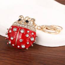 1 pieza Llavero de la serie de insectos creativos europeos y americanos, llavero de escarabajo con strass, accesorio de aleación de zinc brillante bohemio, adecuado para coche, bolso, verano - insecto - Ver 10