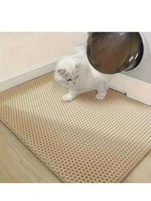 Extra-Large Double-Layer Cat Litter Mat Made Of EVA Material, Designed To Prevent Splashes And Leaks, Keeping Litter Contained. It Is Non-Slip, Washable, Waterproof, Odor-Resistant, And Easy To Clean - Perfect For Litter Boxes And Pet Item Protectors | Washable Cat Mat | Cat Mat. - Multicolor - View 3