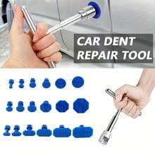Bộ dụng cụ sửa chữa vết lõm xe hơi cầm tay hình chữ T bằng nhôm, bao gồm 18 miếng đệm, thích hợp cho các vết lõm nhỏ và hư hại do mưa đá trên thân xe, không cần sơn. - 1 dụng cụ + 18 phụ kiện - Xem 11