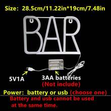 1pc Bar Neon Light Wall Decor LED Night Light, Battery/USB Powered Romantic Fairy Lamp For Party, Birthday, Gaming Room, Home Bedroom Living Room Decoration - BAR Neon Sign - View 12