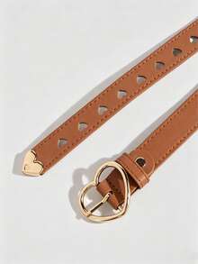 1pc Women's Fashion High-End Belt, New Heart-Shaped Hollow Versatile Waist Rope PU Pin Buckle Leather Belt, Popular INS Style - Heart-shaped Cutout - View 8