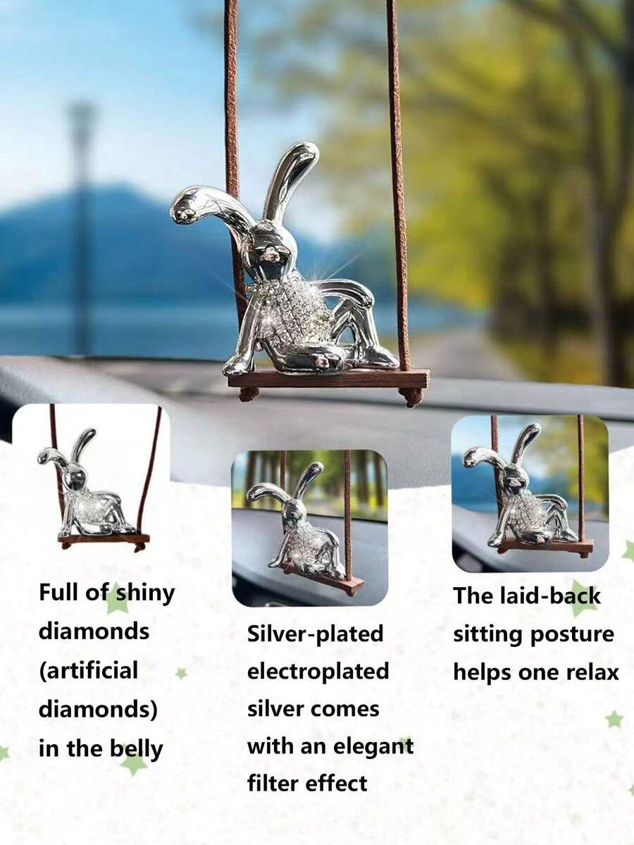 1 pièce Pendentif lapin pour décoration du rétroviseur de voiture, accessoire de lapin personnalisé - pendentif - Voir 1
