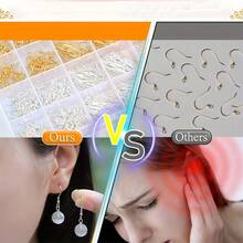 Kit de fabricación de aretes hipoalergénicos, Modacraft Kit de suministros para hacer aretes con 2000 piezas, ganchos hipoalergénicos, cierres de aretes, pasadores, anillos de salto para suministros de joyería - Conjunto de accesorios de joyería - Ver 5