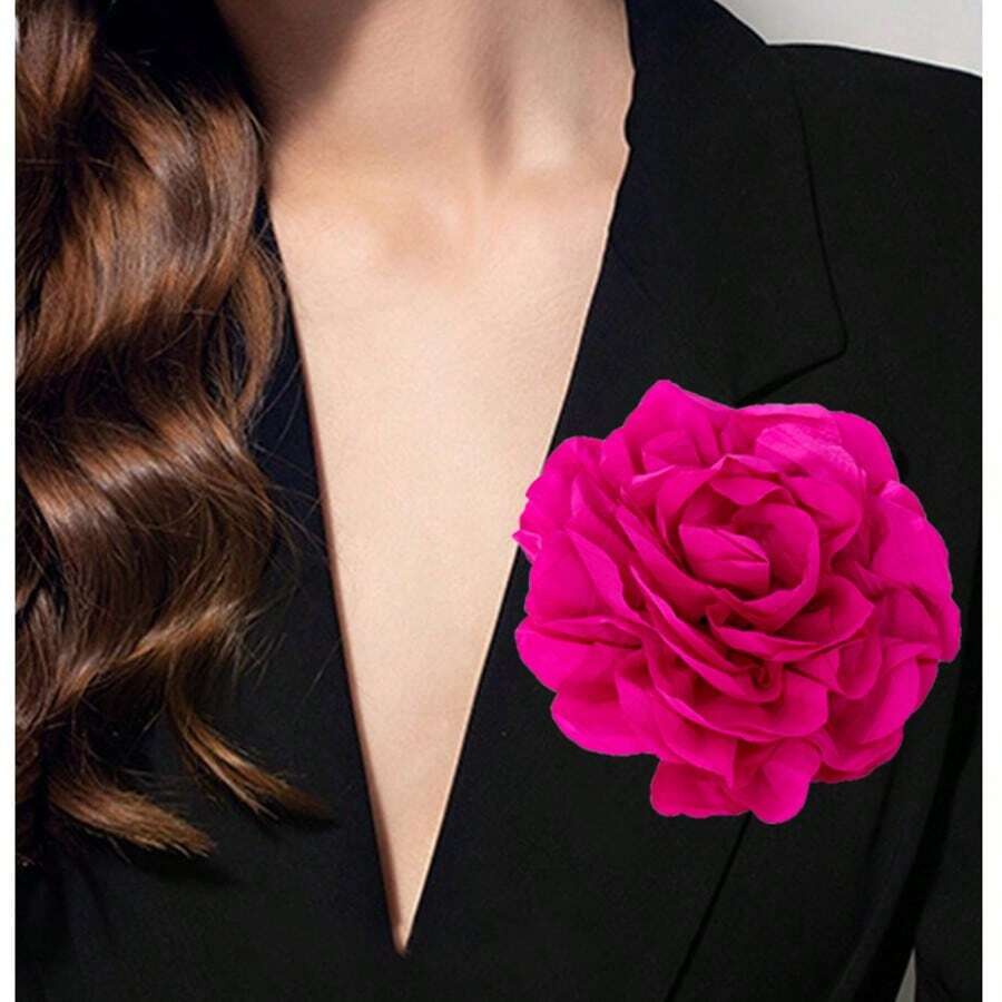 16cm Handmade Pleated Large Flower Brooch, Versatile Fashion Accessory Suitable For Women, Weddings And Parties - 16cm/6.3inch - View 1