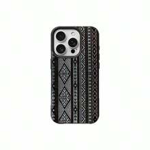 1pc TPU Material Retro Totem Pattern Phone Case, Fit For IPhone 17 Pro Max/17/16 Pro Max/15/13/12/11, S20 FE/A15/S24/A55, Note 11/Note 12/Note 13 Pro, Full Coverage Anti-Drop Soft Protective Cover - Black - View 5