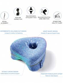 1PC Leg Pillow Ergonomic Side Sleeping Pillows Memory Foam Knee Pillow With Strap For Side Sleeper Leg Support Cushion With Removable And Washable Cover - Blue - View 9