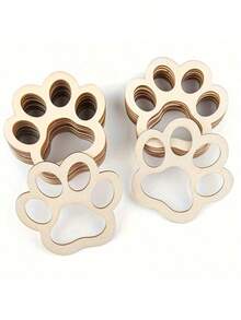10/20/30pcs Wooden Pet Paw Shaped Blank Wooden Crafts, Suitable For DIY Handmade, Painting, Room Decoration - Dog Paw Prints - View 5