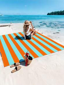 1pc New Waterproof Anti-Sand Digital Printed Beach/Picnic Mat, Fashionable & Fresh Pattern, Suitable For Outdoor Camping And Picnics - Multicolor - View 3