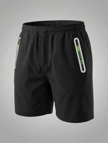 Quần short thể thao nam mùa hè mới, dây rút, kiểu dáng thường ngày, chiều dài ống quần 5 inch, unisex. - màu đen - Xem 4
