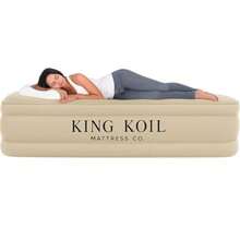 King Koil Colchón de Aire Doble de Lujo con Bomba de Alta Velocidad integrada para el hogar Invitados y Camping colchón Hinchable Doble de Alta Calidad - Beis - Ver 2