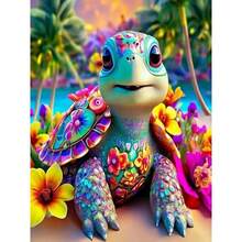 一套5D钻石画套装，11.8*11.8英寸/15.7*15.7英寸彩色海龟图案，适合成人初学者DIY马赛克钻石画，全钻手工钻石画，适用于客厅、卧室、办公室墙面装饰，惊喜艺术家居装饰礼物，送给家人和朋友 - 彩色 - 查看 14