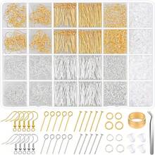 Kit de fabricación de aretes hipoalergénicos, Modacraft Kit de suministros para hacer aretes con 2000 piezas, ganchos hipoalergénicos, cierres de aretes, pasadores, anillos de salto para suministros de joyería - Conjunto de accesorios de joyería - Ver 13
