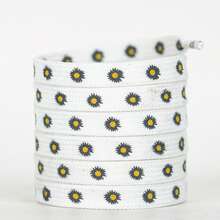 1 par de cordones de zapatos multicolor con pequeñas margaritas lindas de poliéster, adecuados para uso doméstico - Margarita gris - Ver 17