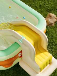 Piscina inflable, piscina familiar de gran espacio con patrón de ola en el borde, tobogán inflable grande, base estable, anti-vuelco, adecuada para natación de verano y entretenimiento al aire libre en el patio trasero, reunión familiar - C - Ver 6