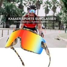 Karsaer Vision - anteojos de sol envolventes para hombres y mujeres anteojos de neón con visera para ciclismo esquí 80 90 - Ver 7